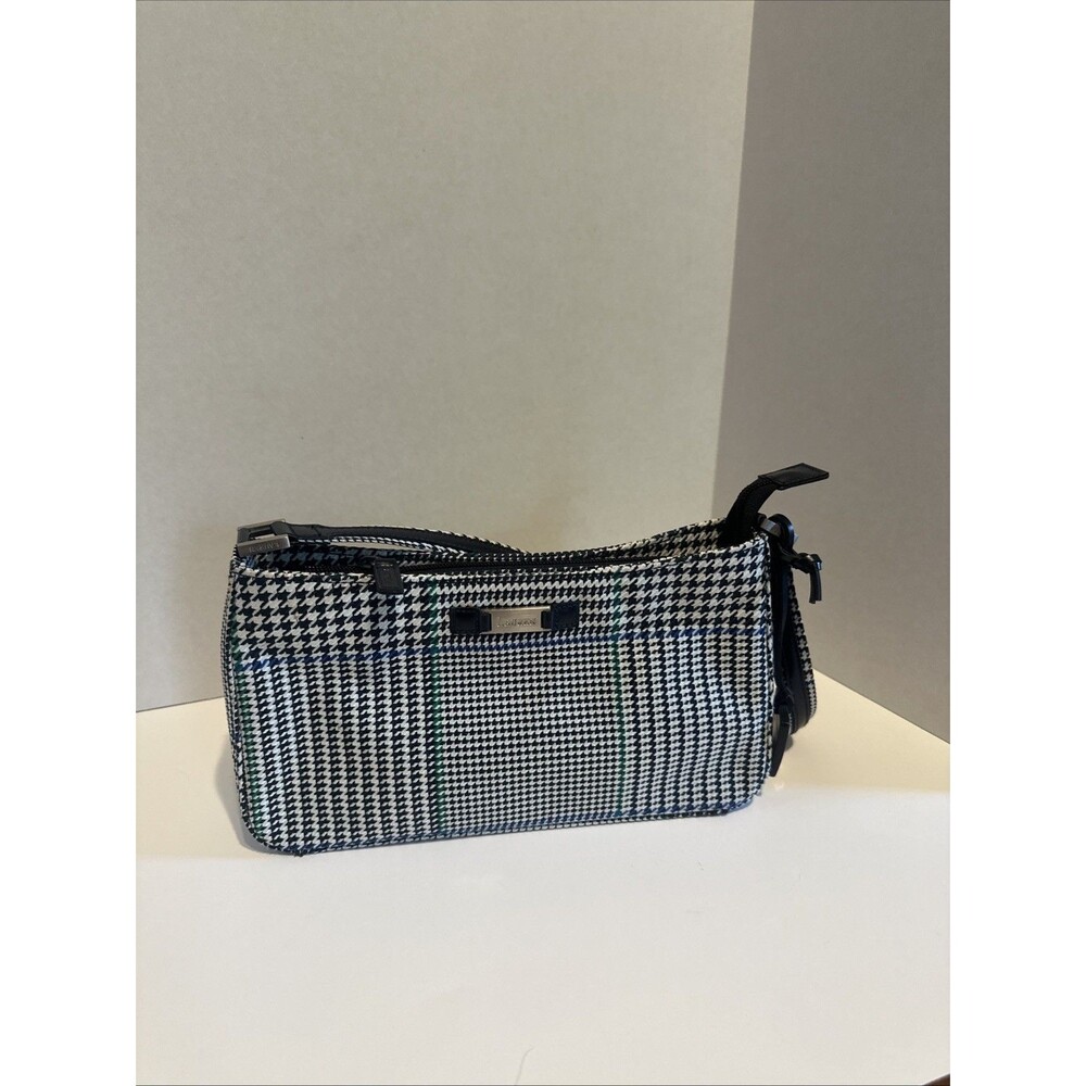 Lauren By Ralph Lauren Black White Houndstooth Handbag With Blue & Green Accents